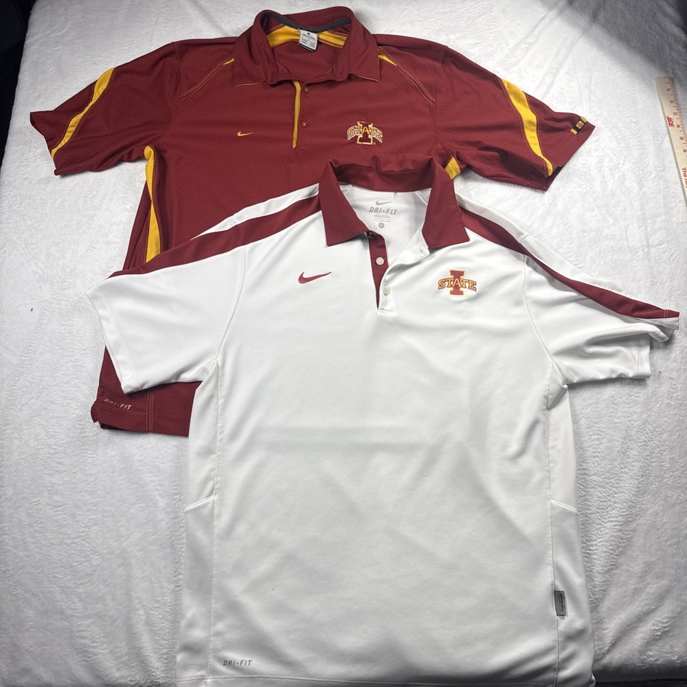 Nike Dri-Fit Iowa State Cyclones Bundle of 2 Men L Performance Polo Golf Shirts